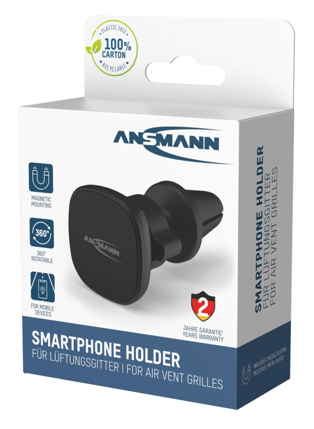 Ansmann Smart Magnet Magnetische Kfz-Lüftungsgitter-Halterung Schwarz