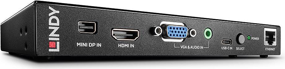 Lindy Multi-Format Präsentations-Switch Automatisches Umschalten von HDMI-, Mini-DisplayPort-, VGA- und Typ C Alt Mode (38268)