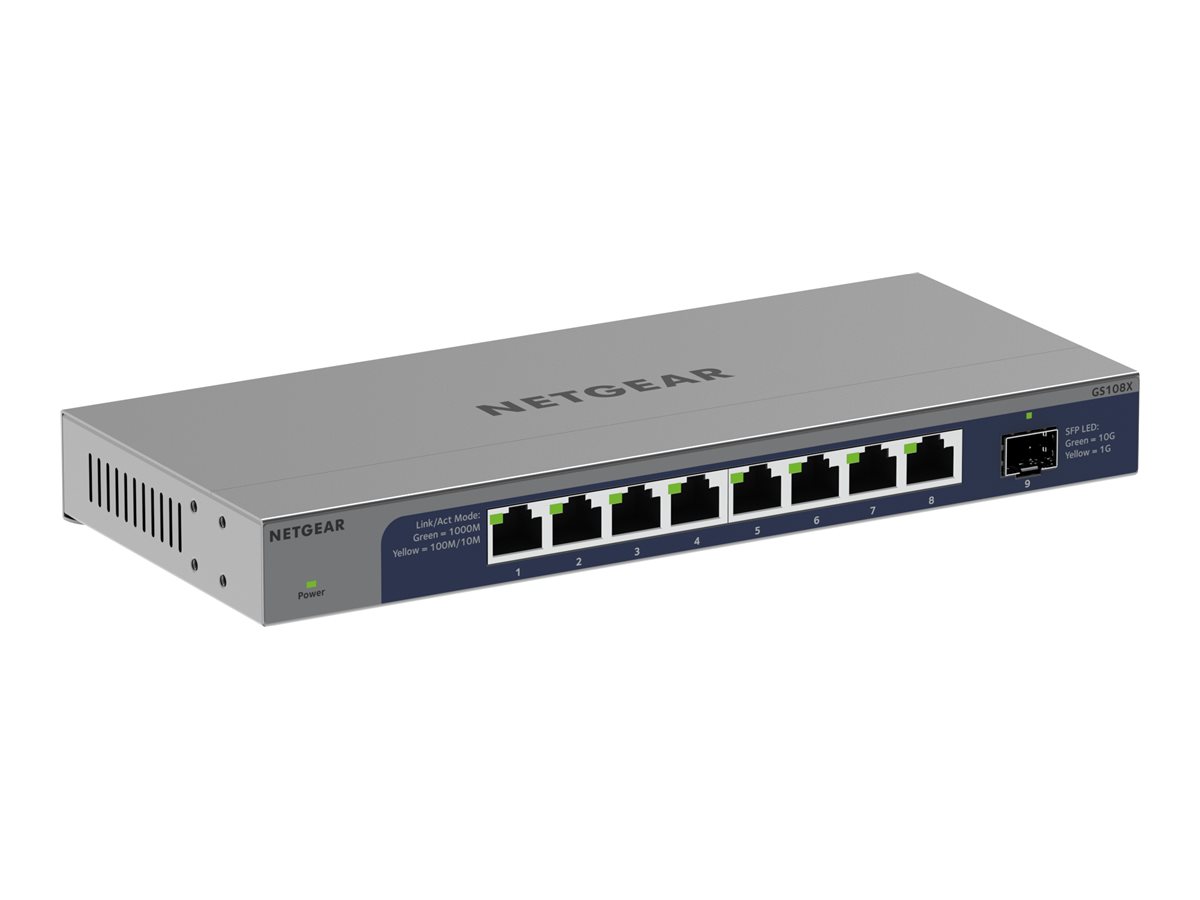 NETGEAR GS108X Unmanaged Switch 8 Ports 1 x 10 Gb SFP+ Uplink Grau, Blau