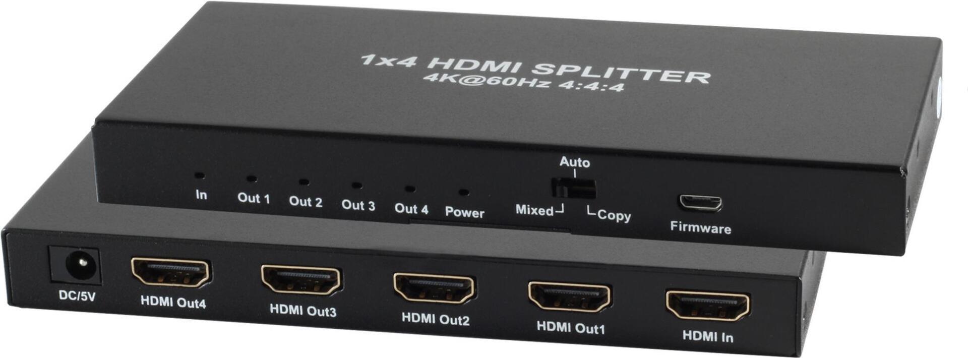 SHIVERPEAKS SHVP SP05-10002 - HDMI Splitter 4K/2K 60 Hz HDR 2,50cm (1\") 4out (SP05-10002)
