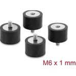 Delock Vibrationsdämpfer M6 x 1 mm D 30 x H 20 mm mit Innen und Außengewinde 4 Stück schwarz (60821)