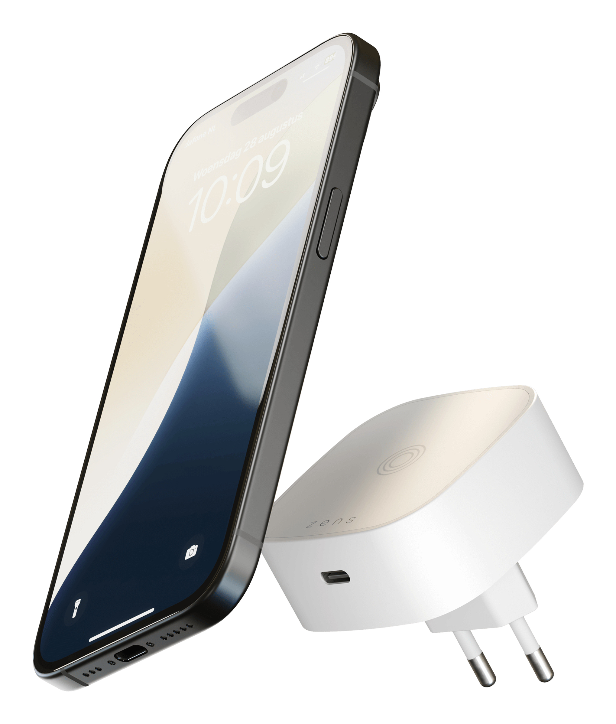 Zens Essential Series Magnetischer Ladeadapter 18W USB-C + 15W Qi2 Weiß