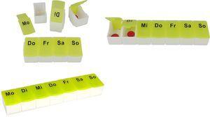 FIRST AID ONLY 7-Tage-Tablettenbox, Kunststoff, weiß/grün mit 7 abtrennbaren Einzelfächern, BPA-frei, - 1 Stück (P-10031)