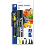 STAEDTLER Lumocolor Permanent-Marker-Set, Blisterkarte für Nutzung in Werkstatt, Garage & Garten, - 1 Stück (60 BK-5)