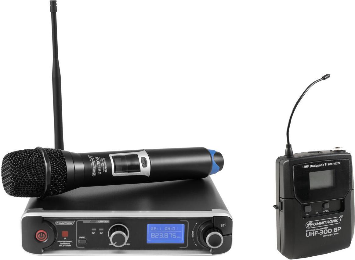 OMNITRONIC Set UHF-301 Empfänger + Sender 823-832/863-865 MHz (20001061)
