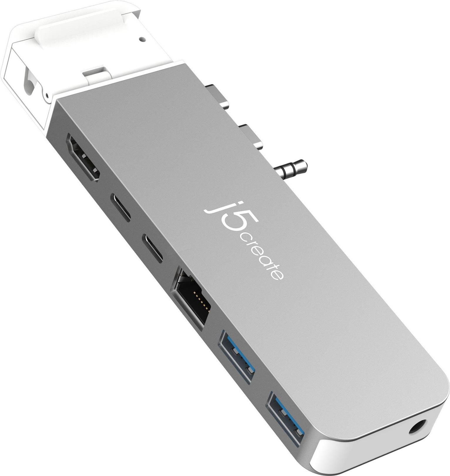 j5create Elite Pro JCD395-N 4K60 USB4-Hub mit MagSafe-Set Grau/Weiß