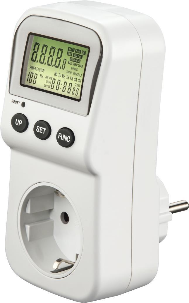 Hama Energiekostenmessgerät mit LCD-Anzeige, digitaler Stromzähler für Steckdose (00223561)