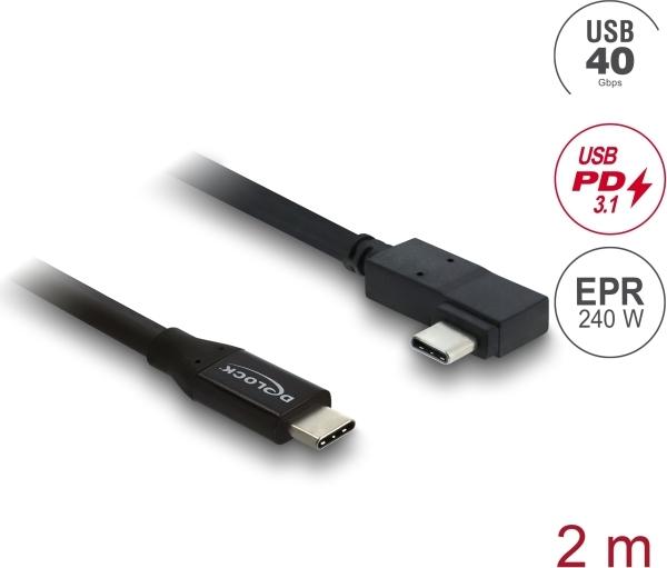 Delock Koaxiales USB 40 Gbps Kabel gewinkelt links rechts PD 3.1 240 W 2 (81711)