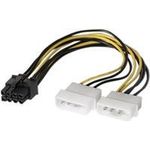 Stromadapter für PCI Express-Karte 2x Molex auf 8pin Dieser Adapter ändert die 2 x Molex-Stromanschlüsse in einen PCI-Express-8-Pin-Anschluss (146693)