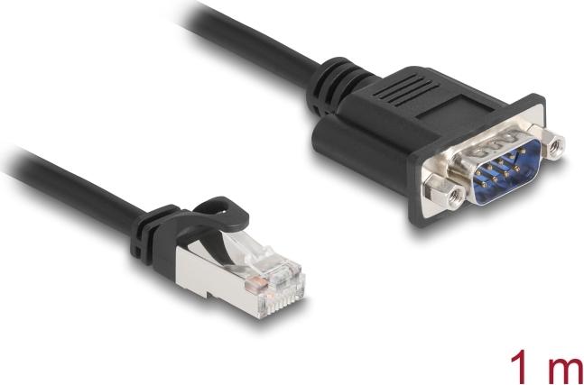 Delock CAN Bus Kabel RJ45 Stecker zu D-Sub 9 Pin Stecker mit Muttern Cat.5e STP 1 m (64351)