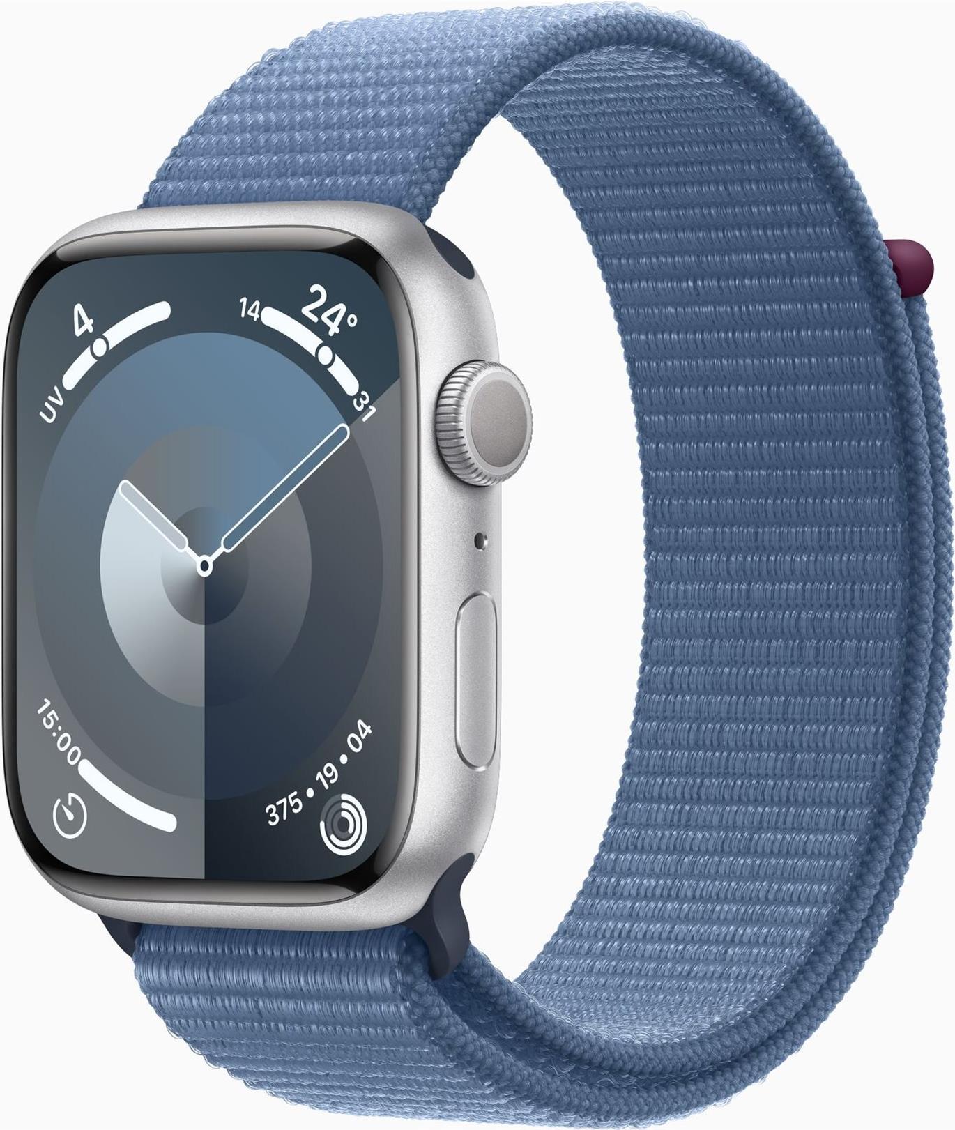 APPLE Watch Series 9 GPS 45mm Silver Aluminium Case with Winter Blue Sport Loop MR9F3QF A