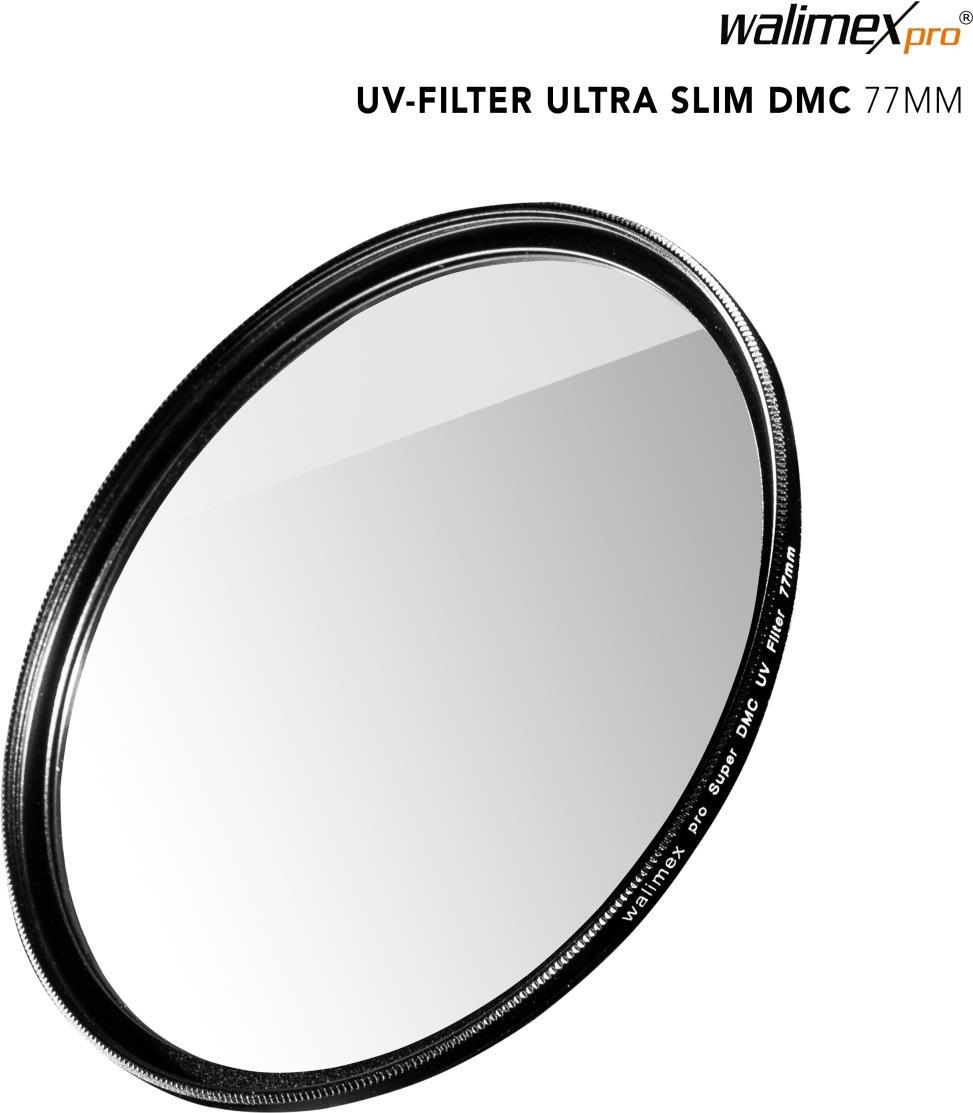 Walimex pro UV-Filter Slim Super DMC 77mm - besonders hochwertiger UV Filter Objektivfilter, Slim nur 2,5 mm,16x Super DMC Vergütung, für Objektivschutz und brilliante Farben, mit Box (1022954)