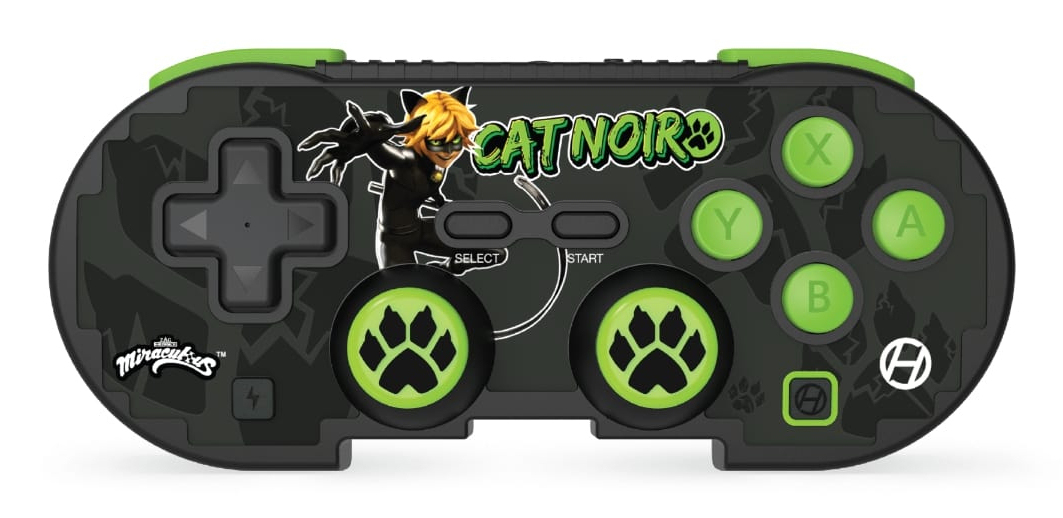 Hyperkin Miraculous Wireless Cat Noir Gamepad Nintendo Switch, Switch OLED, PC Schwarz, Grün
