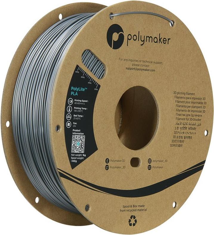 Polymaker PA02065 Filament PLA hitzebeständig hohe Zugfestigkeit 1.75 mm 1000 g Stahlgrau (PA02065)