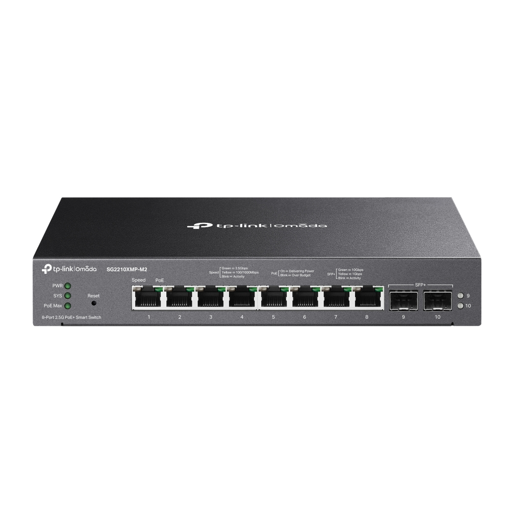 TP-Link Omada SG2210XMP-M2 8-Port 2.5G PoE+ Smart Switch 2x 10G SFP+ Schwarz