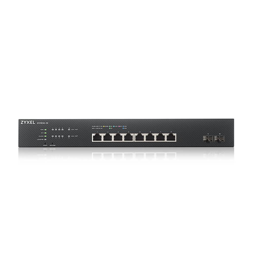 Zyxel XS1930-10 Managed Switch, 8x Multi-Gigabit RJ-45 + 2x SFP+, Schwarz
