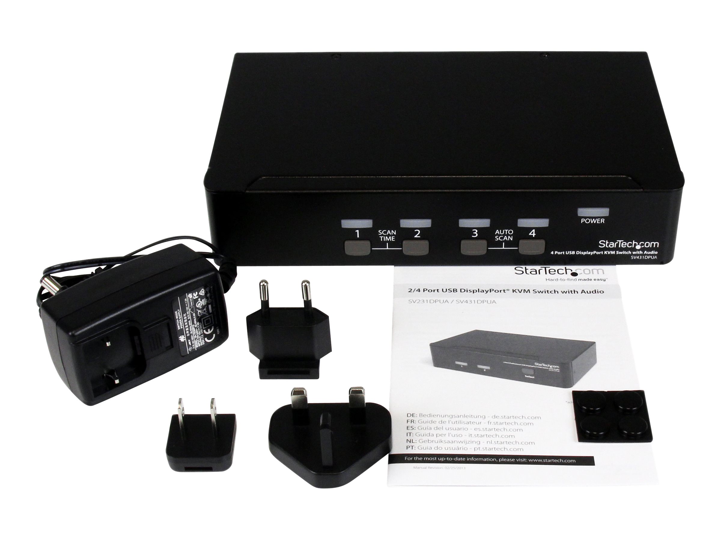 StarTech.com SV431DPUA 4-Port DisplayPort USB KVM-Switch mit Audio Schwarz
