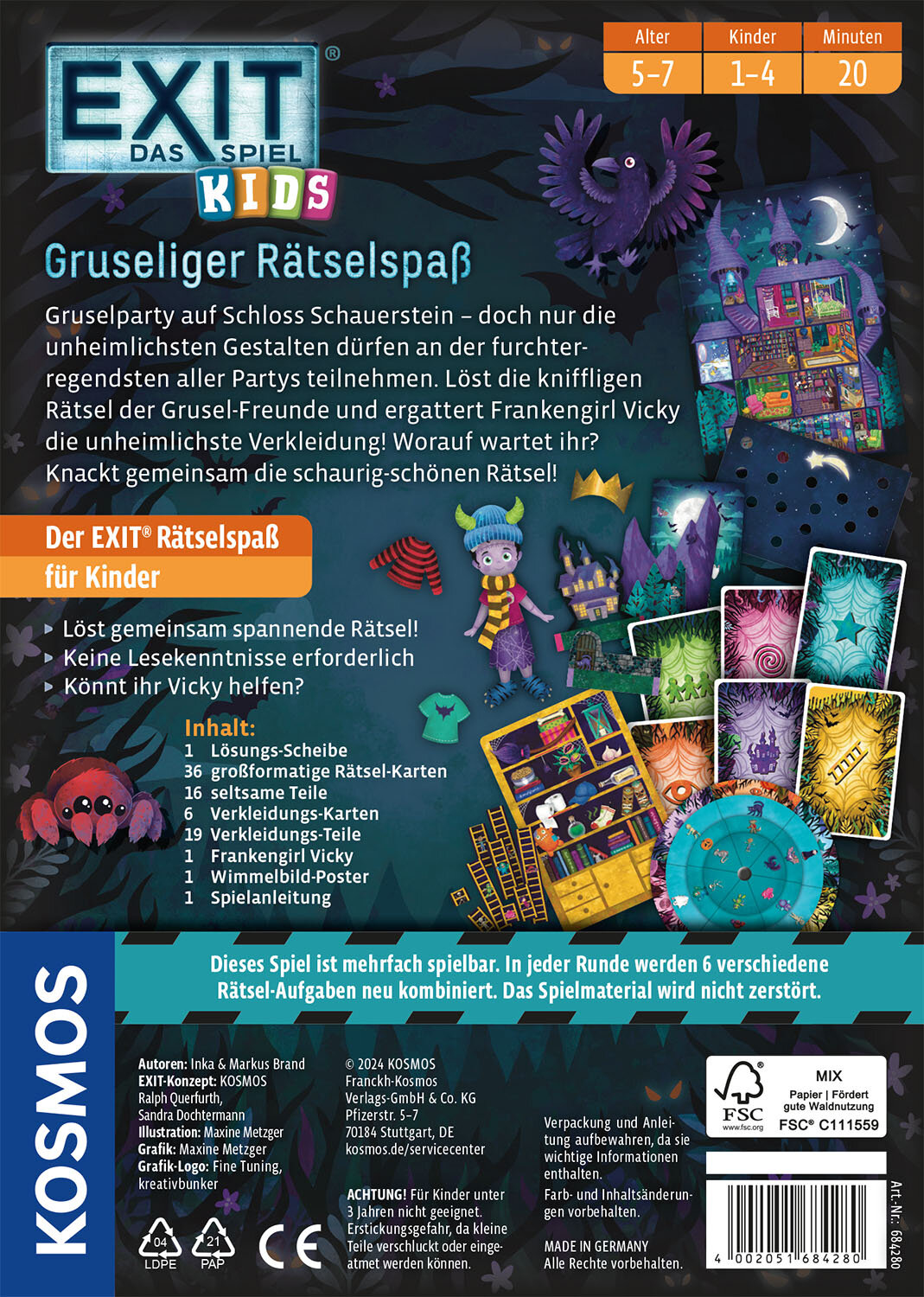 Kosmos EXIT Das Spiel Kids Gruseliger Rätselspaß Brettspiel 4 Spieler