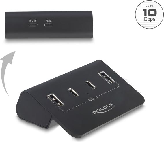 Delock USB 10 Gbps Hub mit 2 USB Type-C™ und 2 USB Typ-A Ports (64259)
