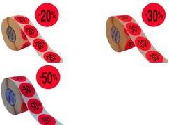 METO Promo-Etiketten "-50%", rund, rot fluor rund, Durchmesser: 40 mm, selbstklebend, lösemittelfrei, - 1 Stück (30004925)