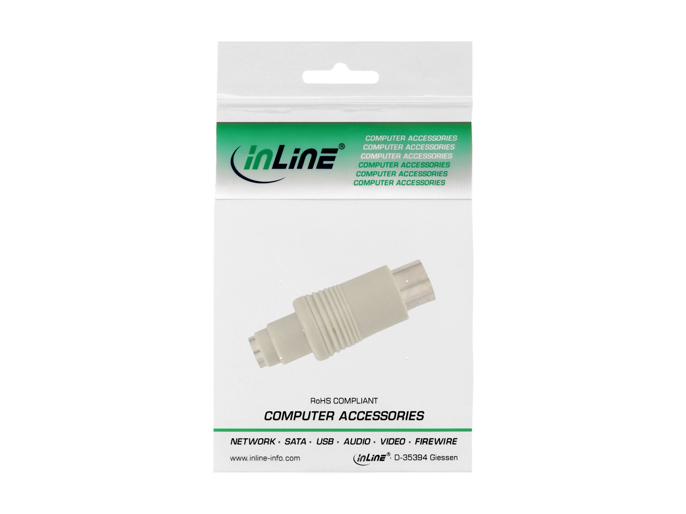 InLine Tastatur-Adapter 5-pol DIN-Stecker auf PS/2 Buchse Weiß