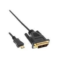 InLine® Mini-HDMI zu DVI Kabel, HDMI Stecker C zu DVI 18+1, verg. Kontakte, schwarz, 0,5m (17474P)