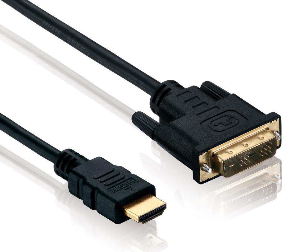 HERWECK Helos Anschlusskabel, HDMI Stecker/ DVI-D 18+1 St, FULL HD, BASIC, 1,5m, schwarz  HDMI 2.0 S