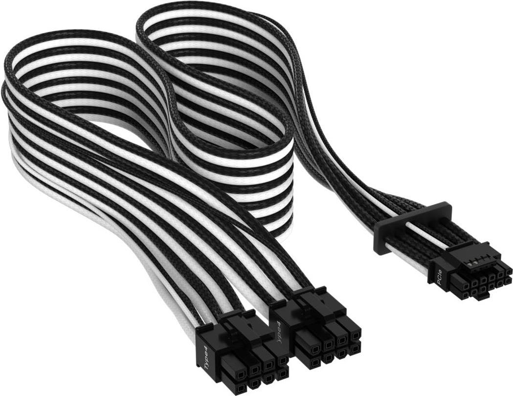 Premium Individually Sleeved 12+4pin PCIe Gen 5 12VHPWR 600W cable, Type 4, BLACK/WHITE (CP-8920333)