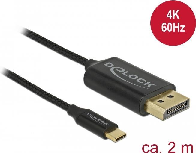 Delock USB Kabel Type-C zu DisplayPort (DP Alt Mode) 4K 60 Hz 2 m koaxial (83710)