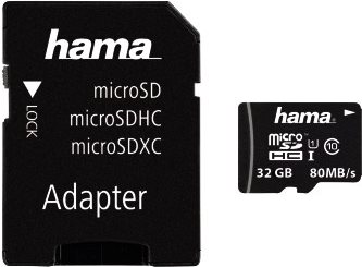 Hama microSDHC 32GB Class 10 UHS-I 80MB/s + Adapte (00124139)
