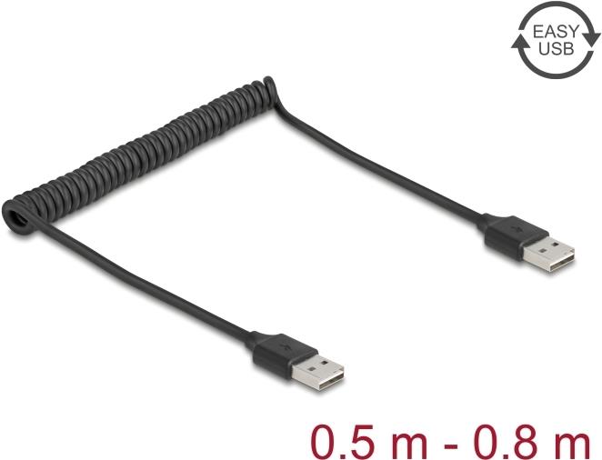 Delock Spiralkabel EASY-USB 2.0 Typ-A Stecker zu 0.5 m bis 0.8 (90124)