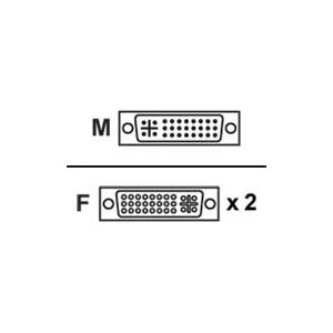 Assmann DVI Y-splitter cable. DVI(24+5) - 2x DVI(24+5) M/F. 0.2m. DVI-I dual link. passiv. UL. gold. bl (AK-320401-002-S)