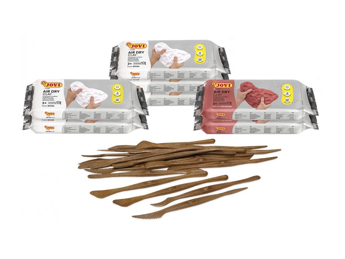 JOVI Air Dry Set Modelliermasse Pure White, Terrakotta