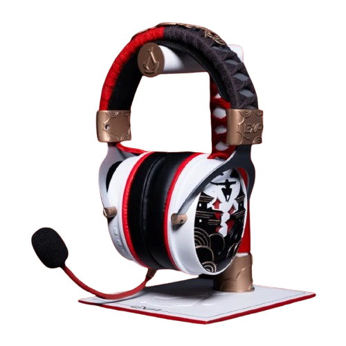 Lexip X UBISOFT Assassins Creed Shadows MENTOR PS5 Gaming-Headset mit Headset Holder und Spiel Schwarz, Gold, Rot, Weiß