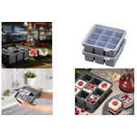 APS Eiswürfeldose mit Deckel, transparent / grau, 2er Set aus Silikon, spülmaschinengeeignet, mit transparentem, - 1 Stück (36102)