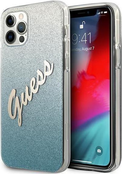 Guess GUHCP12MPCUGLSBL iPhone 12/12 Pro 6.1"  Blau/Blau Hartschale mit glitzerndem Farbverlaufsskript (GUHCP12MPCUGLSBL)