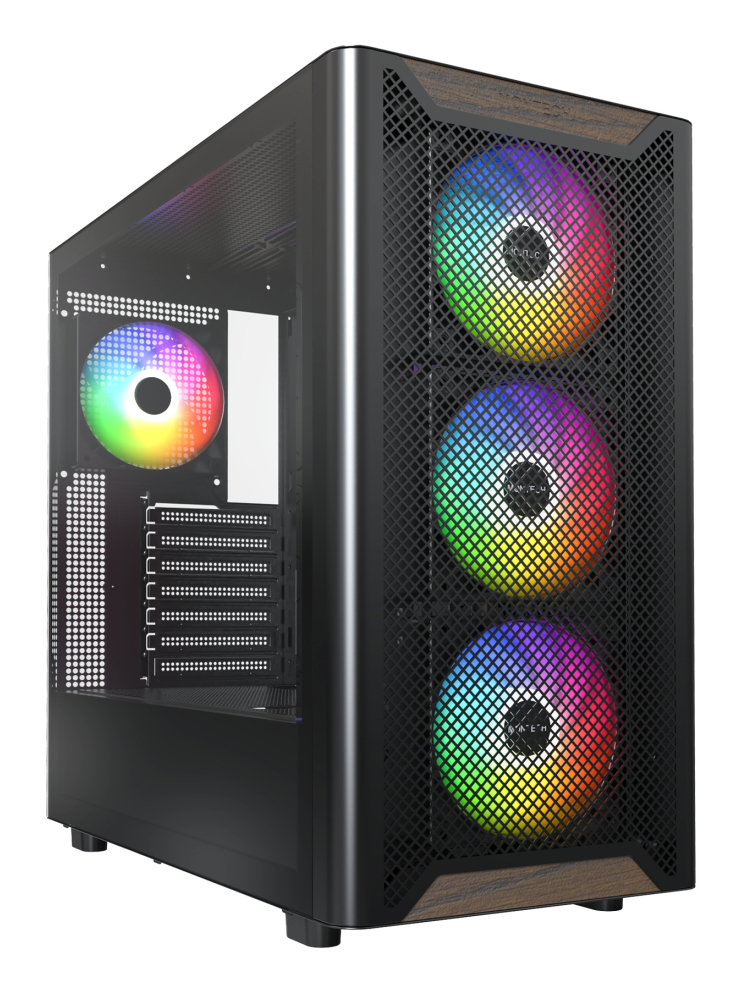 Montech XR Wood Midi-Tower ATX PC-Gehäuse Tempered Glass ARGB Schwarz