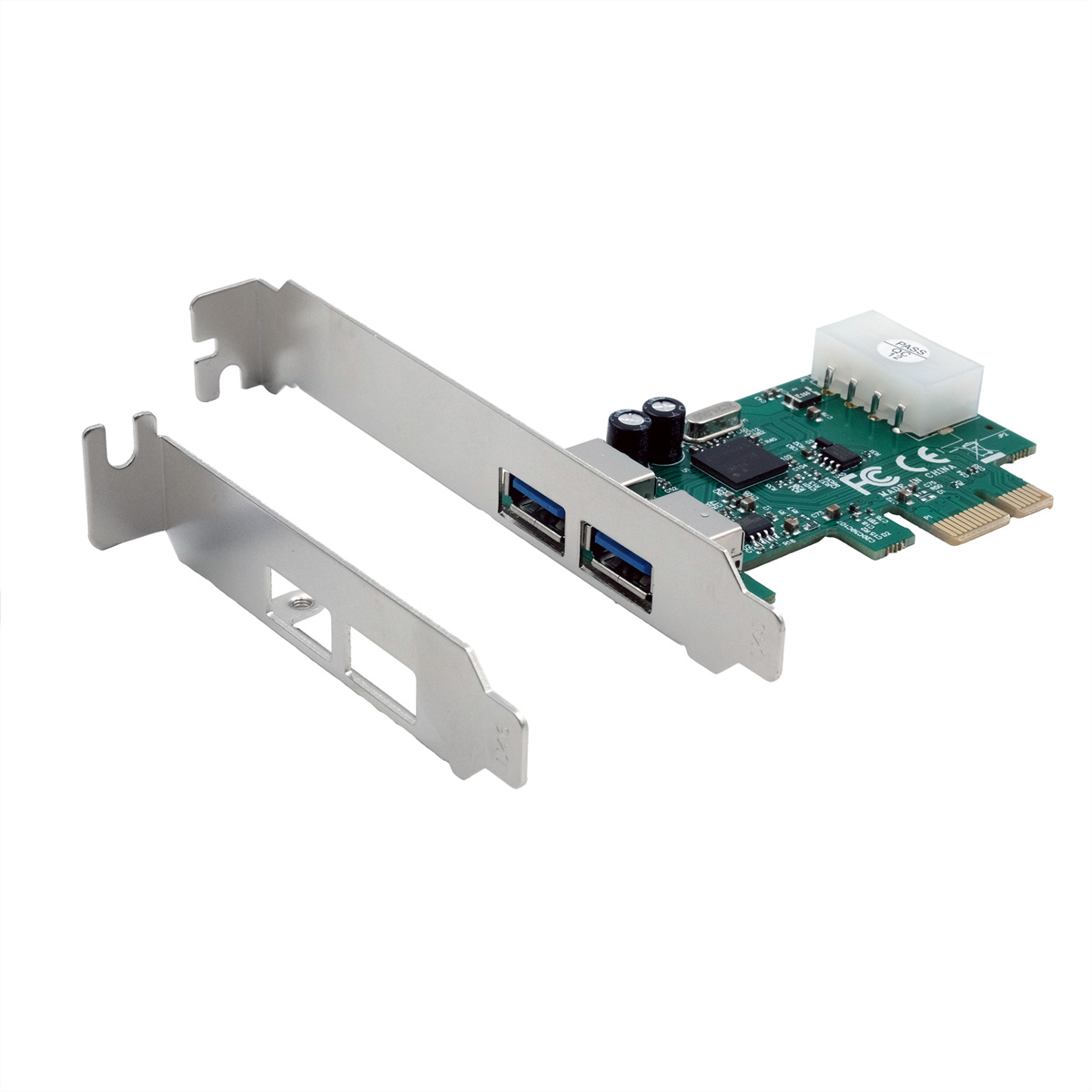 Exsys EX-11042 PCIe USB 3.2 Gen 1 Schnittstellenkarte 2 Ports 5 Gbit/s Grün, Silber