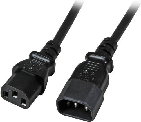 EFB-Elektronik Kaltgeräteverlängerung C14 180° - C13 180°, schwarz, 1.0 m, 3 x 0,75 mm² Hersteller: EFB Elektronik (EK503.1)