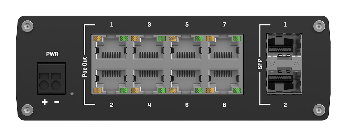 Teltonika TSW200 Unmanaged Gigabit Switch 8 Ports PoE+ 2 SFP Schwarz