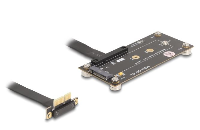 Delock Schnittstellenadapter PCIe 3.0 x1 zu M.2 Key M 90° gewinkelt 10 cm Kabel Schwarz