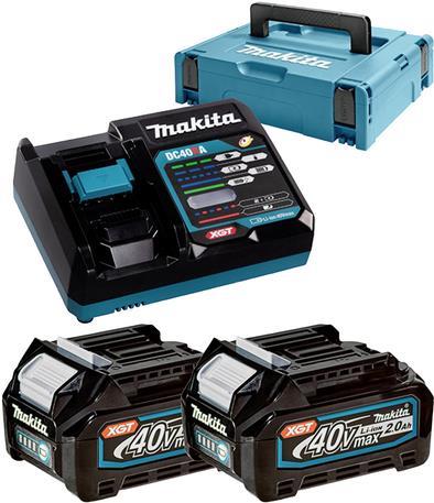 MAKITA 191V07-0 - Power Source-Kit passend für XGT-Geräte (40V XGT Li-Ionen | bestehend aus 2x BL4020 Akku 2,0 Ah, DC40RA Schnellladegerät, Transportkoffer) (191V07-0)