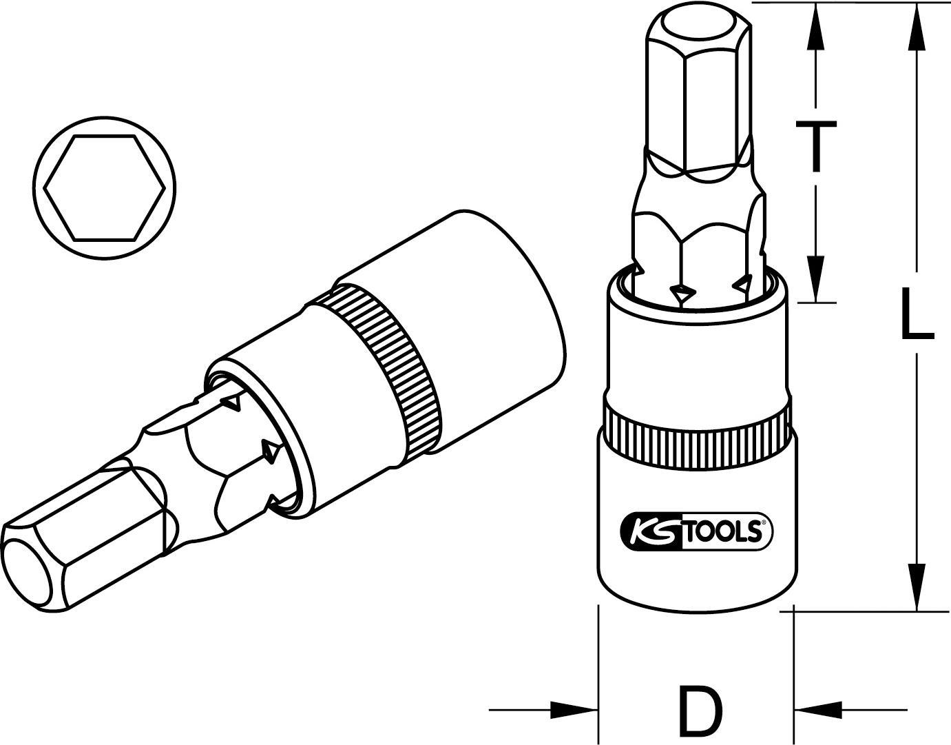 KS TOOLS Werkzeuge-Maschinen GmbH 1/2" Bit-Stecknuss Innensechskant, kurz, 3/4 (911.5304)