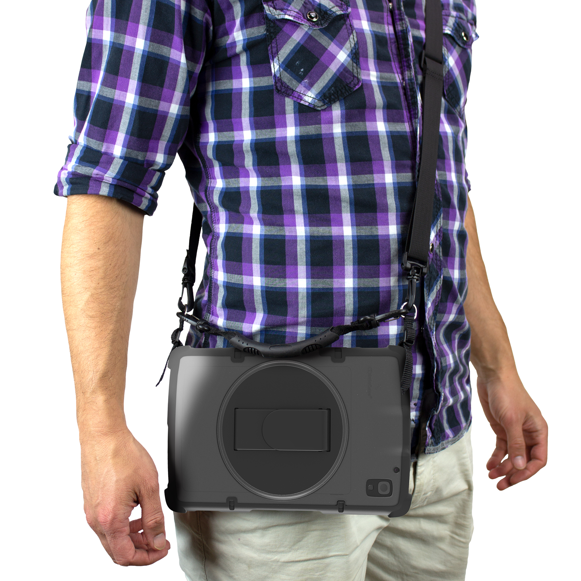 Gamber Johnson InfoCase Rugged Case mit drehbarem Handriemen für Zebra ET40/45 8" Schwarz, Transparent
