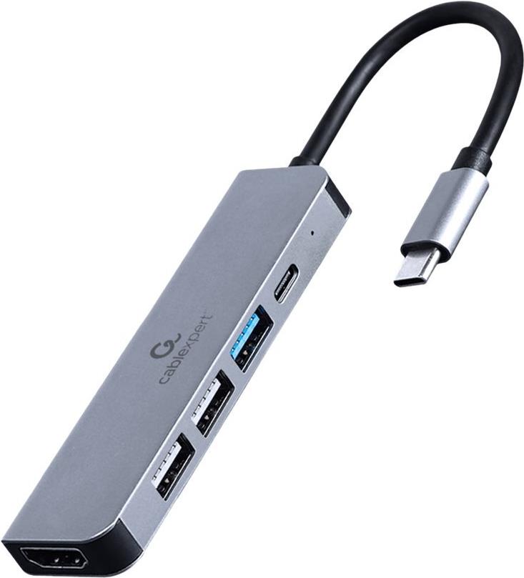 Gembird Cablexpert A-CM-COMBO5-03 Dockingstation USB-C 3.1 HDMI Silber