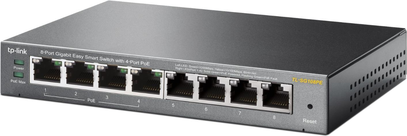 TP-Link Easy Smart TL-SG108PE 8-Port Gigabit PoE+ Switch Schwarz