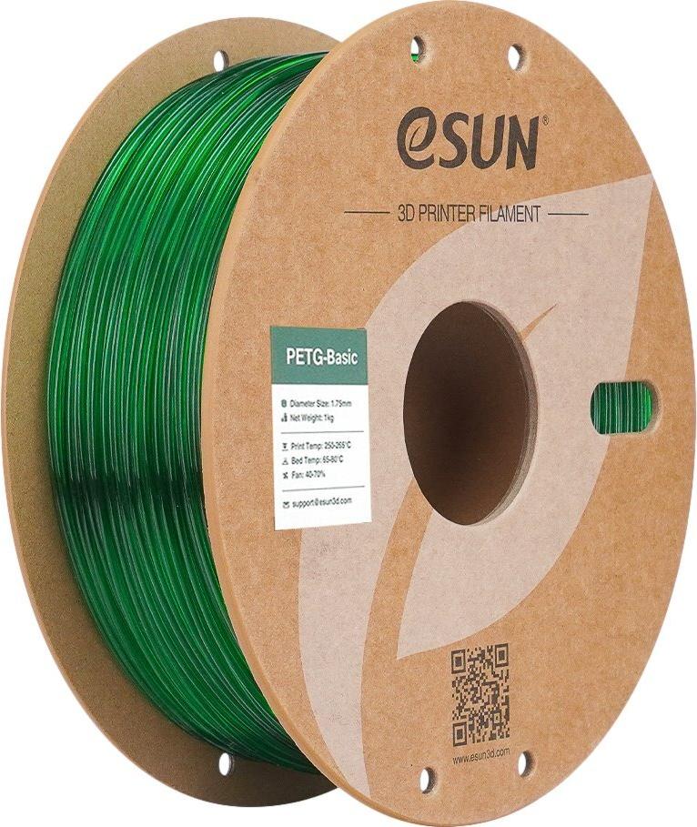 PETG 1,75mm TRANSLUCENT GREEN 1kg ESUN 3D FILAMENT (PETG-Basic175T-G1P1)
