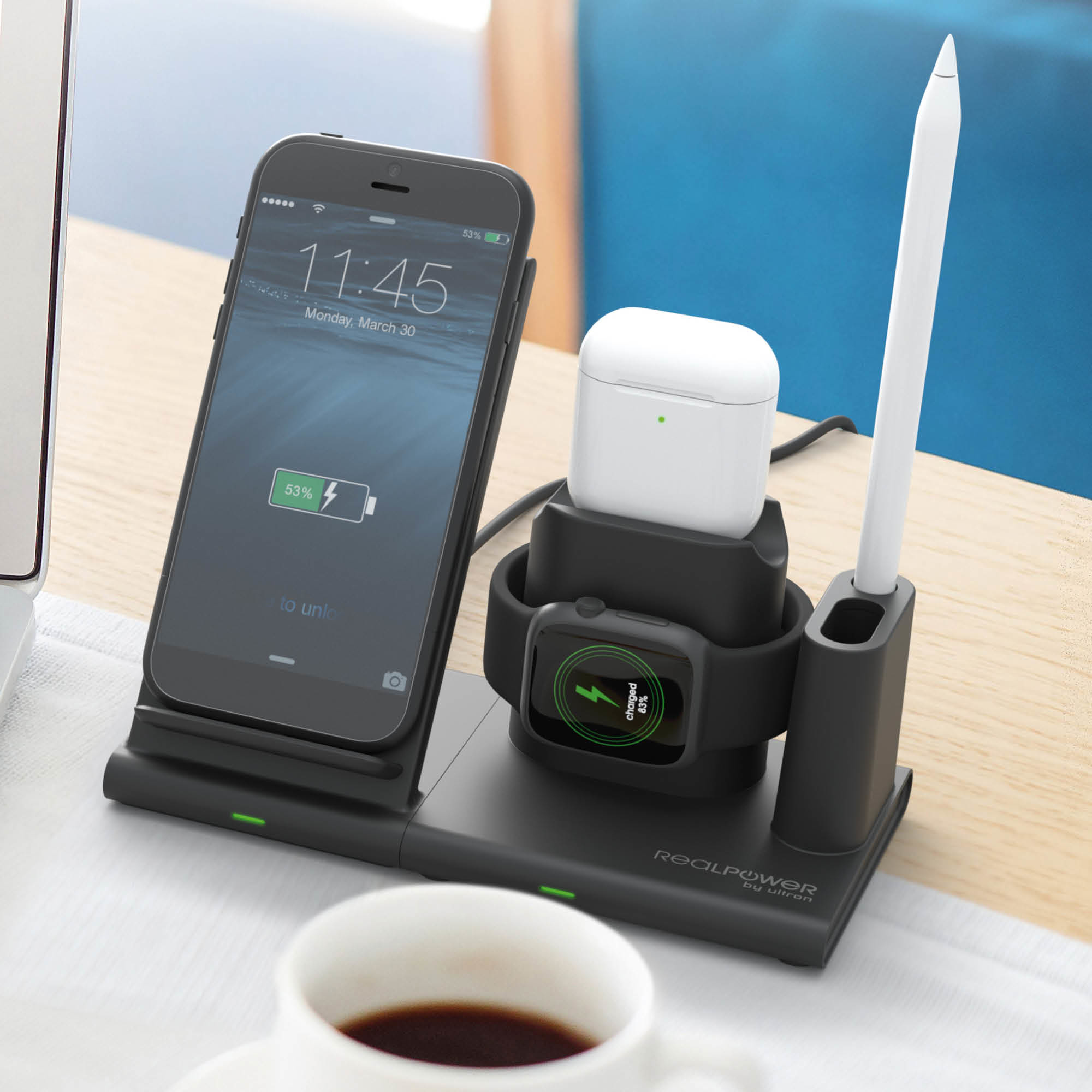 RealPower ChargeAIR Connect Kabellose Ladestation USB Typ-C Schwarz