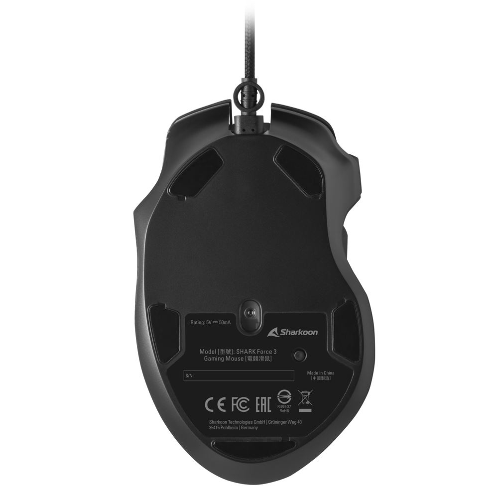 Sharkoon SHARK Force 3 Gaming-Maus 8 Tasten Schwarz