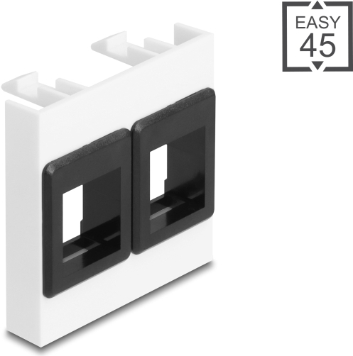Delock Easy 45 Modul mit zwei Keystone Halterungen 45 x 45 mm weiß schwarz (81581)